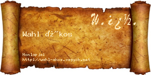 Wahl Ákos névjegykártya